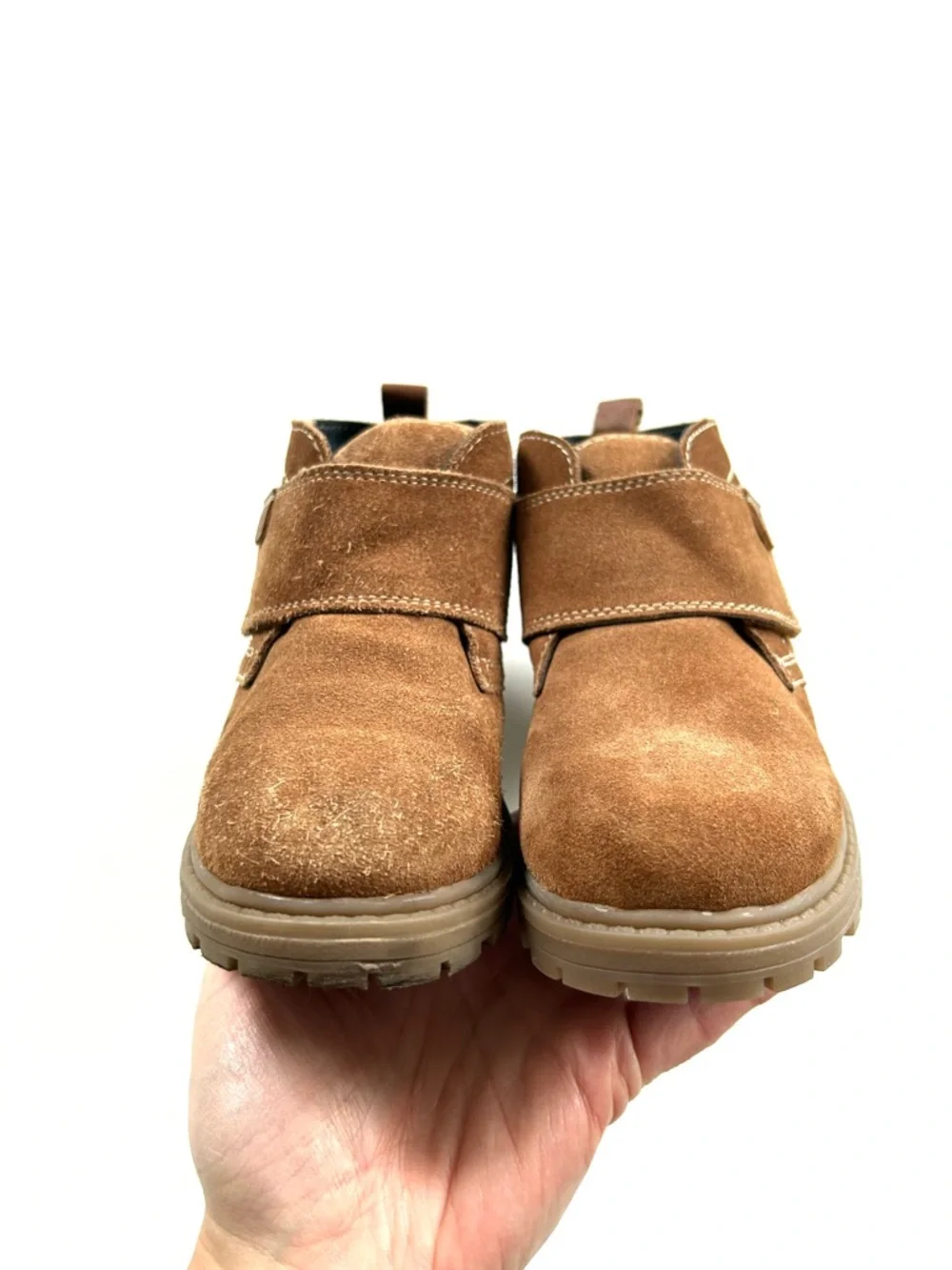 Gioseppo Tan Brown Genuine Leather Suede Wide Velcro Foot Strap Chukka Boots